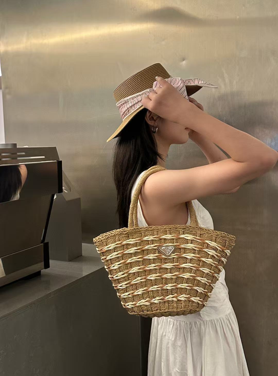 PR4DA ストローハンドバッグ【 50％割引+送料無料】