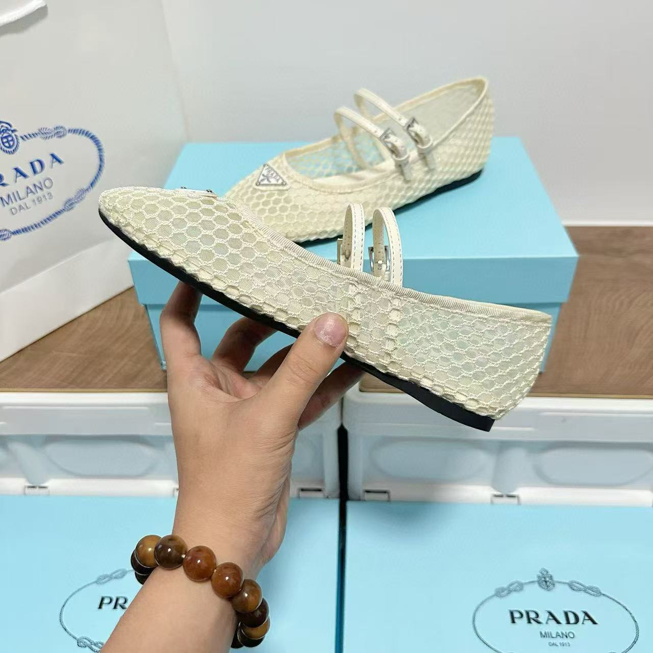 PR4DA トライアングルロゴ メッシュフラットシューズ【50％割引+送料無料】