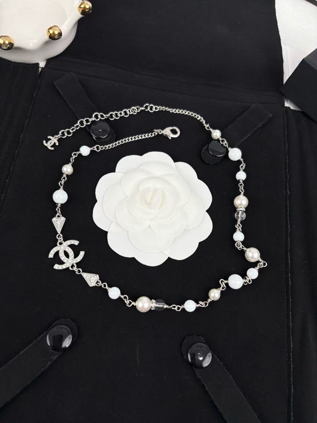 CHANE1 フルダイヤモンドパールネックレス【 50％割引+送料無料】
