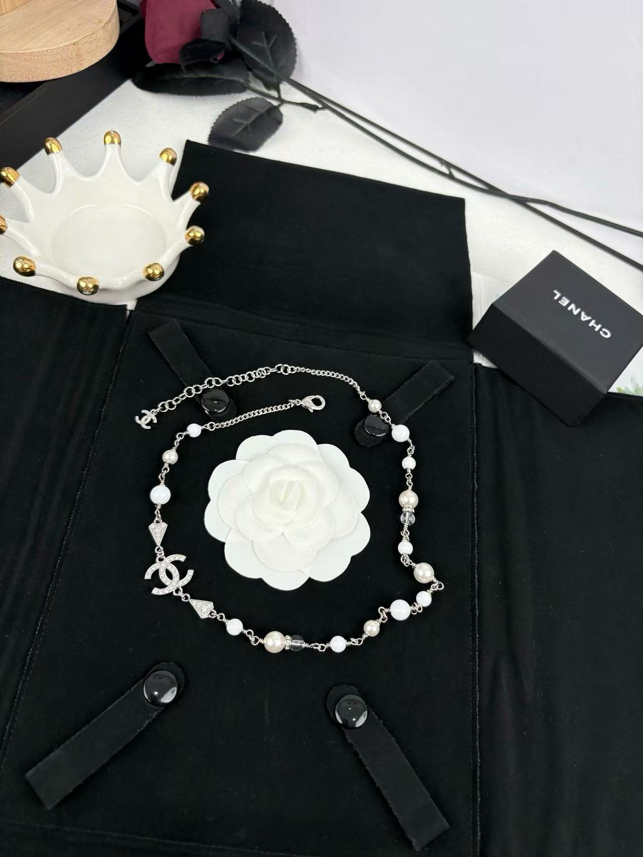 CHANE1 フルダイヤモンドパールネックレス【 50％割引+送料無料】