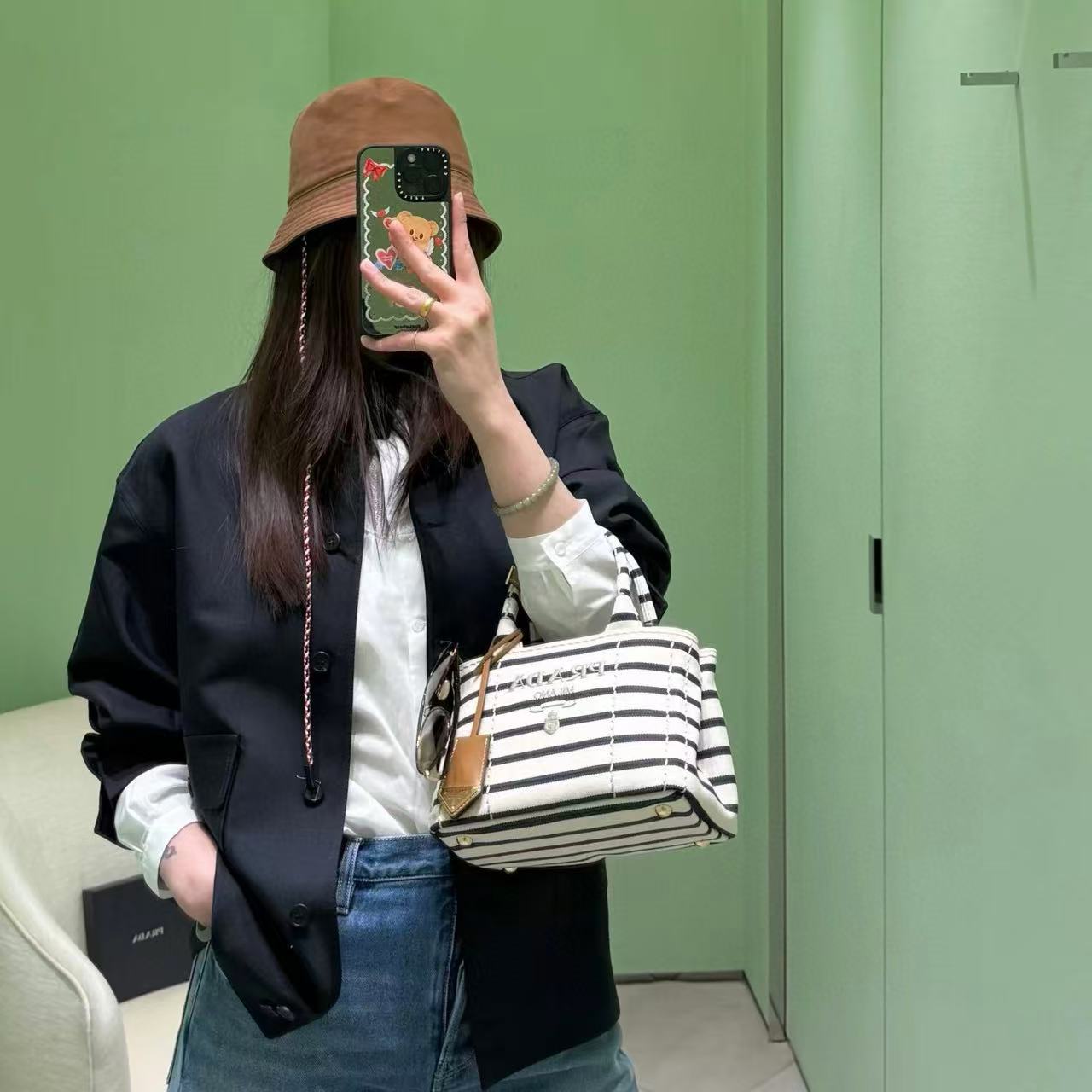 PR4DA ストライプトートバッグ【50％割引+送料無料】