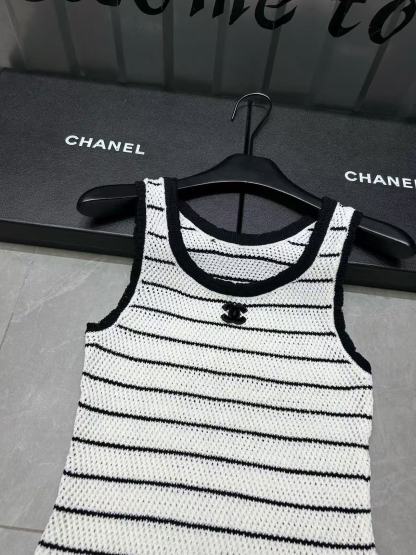 CHANE1 ストライプロゴベストドレス【 50％割引+送料無料】