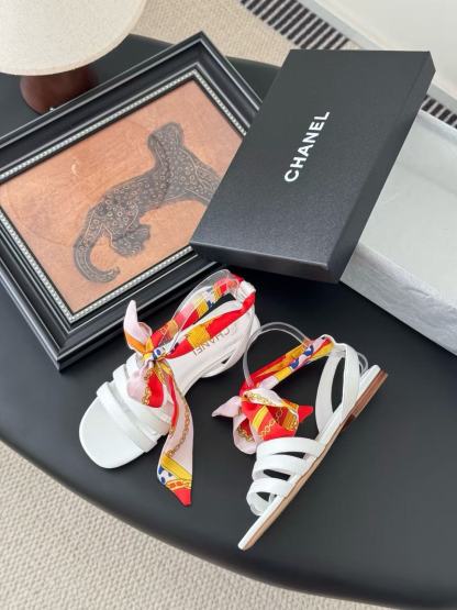 CHANE1 高品質シルクストラップサンダル【50％割引+送料無料】