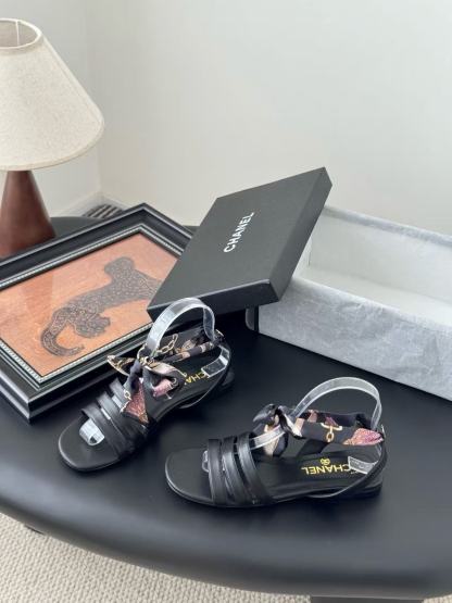 CHANE1 高品質シルクストラップサンダル【50％割引+送料無料】