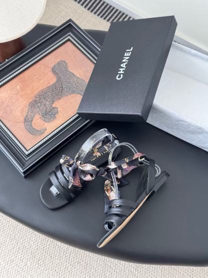 CHANE1 高品質シルクストラップサンダル【50％割引+送料無料】