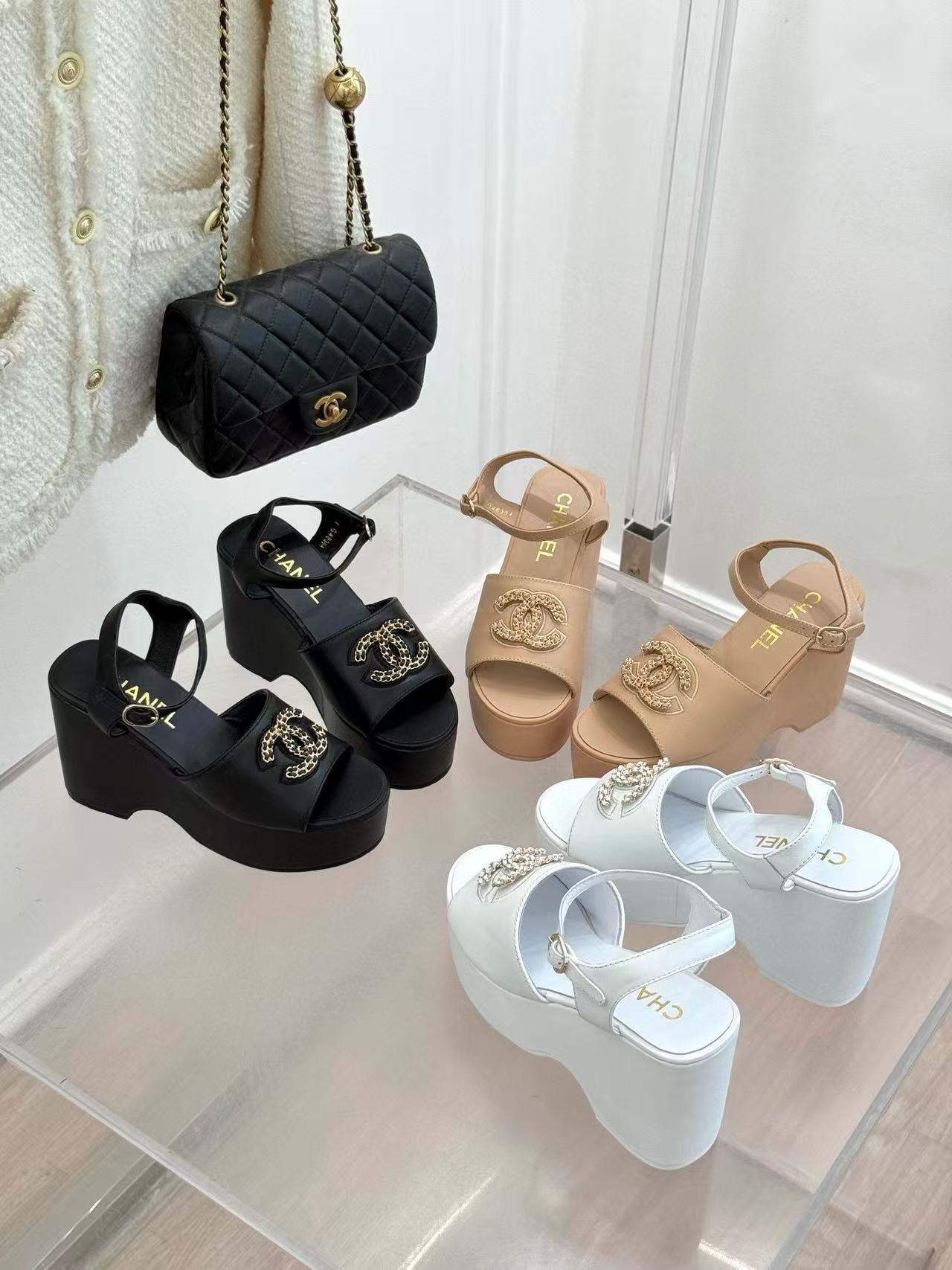 CHANE1 高品質ダブルCチェーン厚底サンダル【50％割引+送料無料】