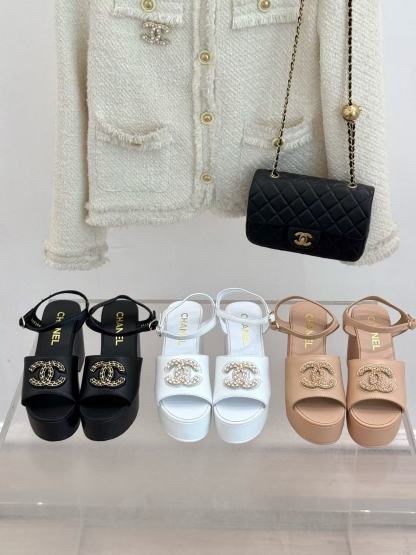 CHANE1 高品質ダブルCチェーン厚底サンダル【50％割引+送料無料】