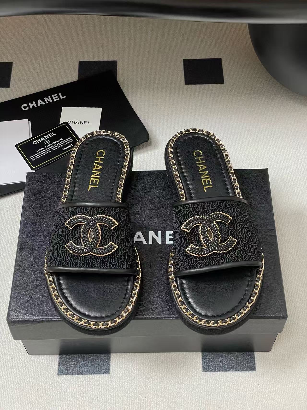 CHANE1 高品質ダブルCチェーンスリッパ【50％割引+送料無料】