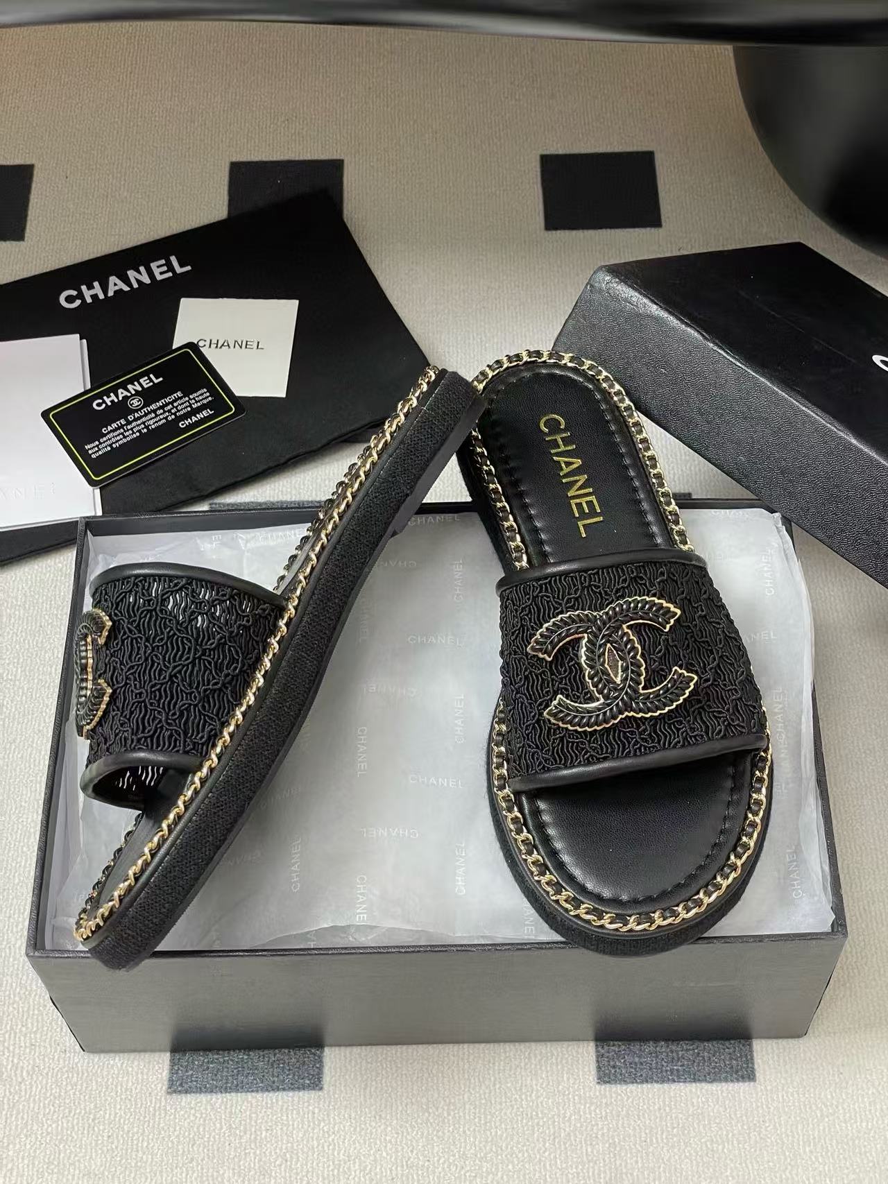 CHANE1 高品質ダブルCチェーンスリッパ【50％割引+送料無料】
