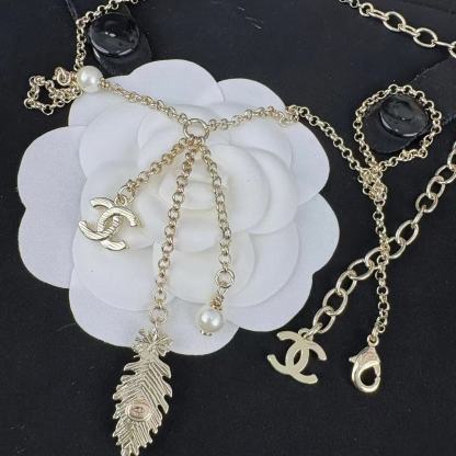 CHANE1 ダブルCパールフェザーウィートイヤーネックレス【 50％割引+送料無料】