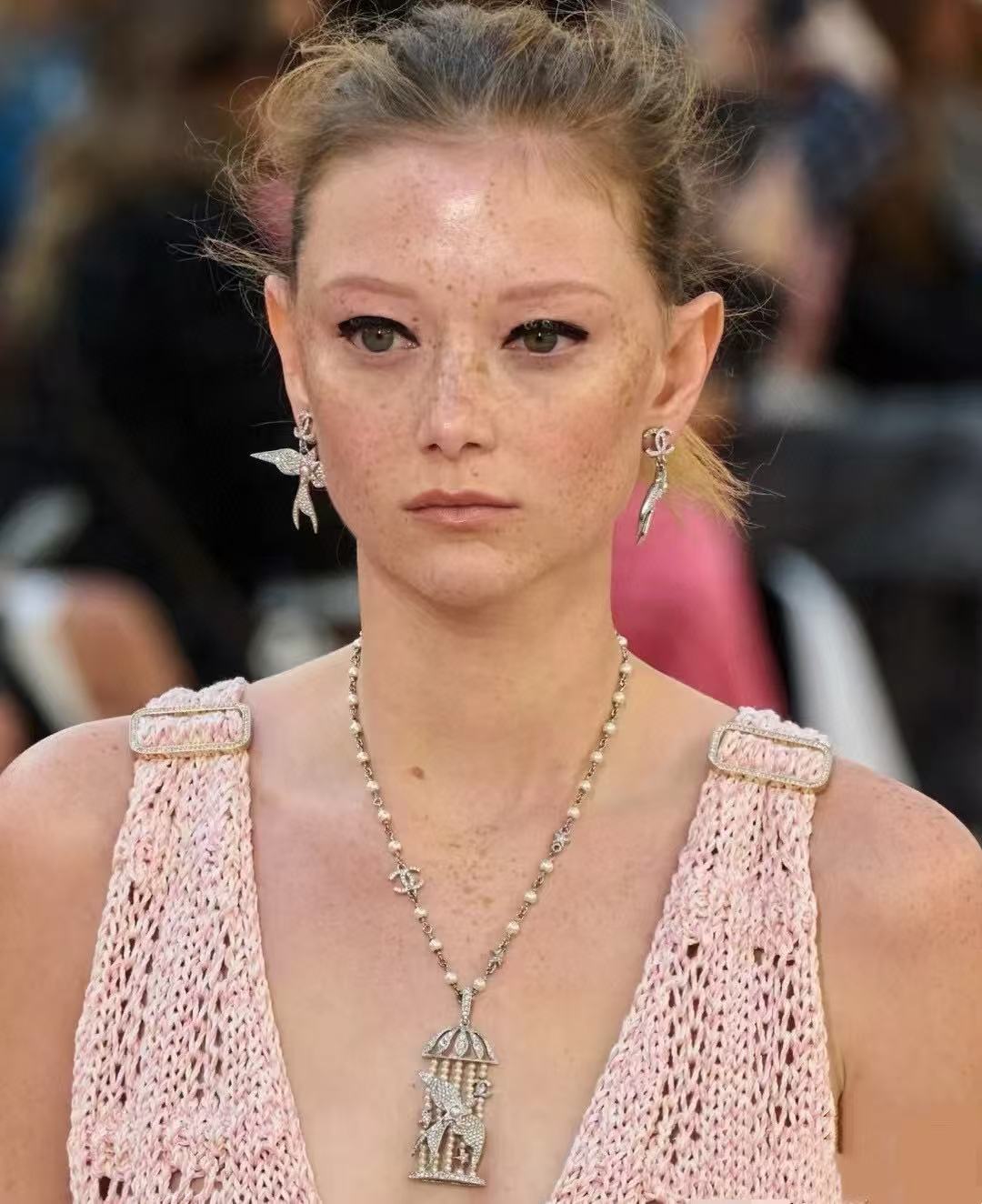 CHANE1 バードケージパールラインストーンロングネックレス【 50％割引+送料無料】