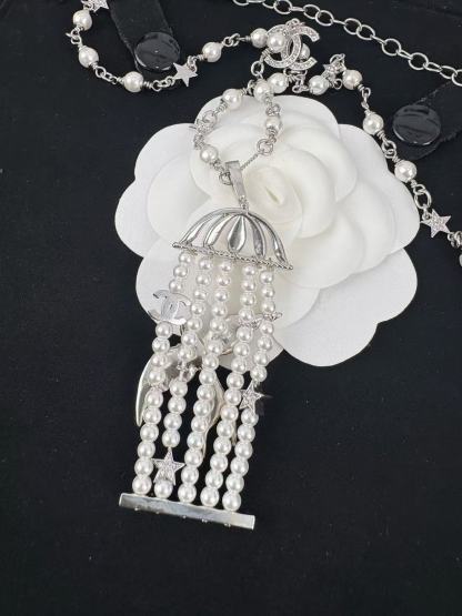 CHANE1 バードケージパールラインストーンロングネックレス【 50％割引+送料無料】