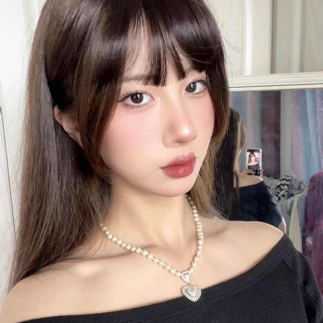 CHANE1 ダブルCハートパールネックレス【 50％割引+送料無料】