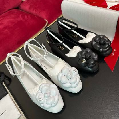 CHANE1 高品質カメリアメリージェーンフラットシューズ【50％割引+送料無料】