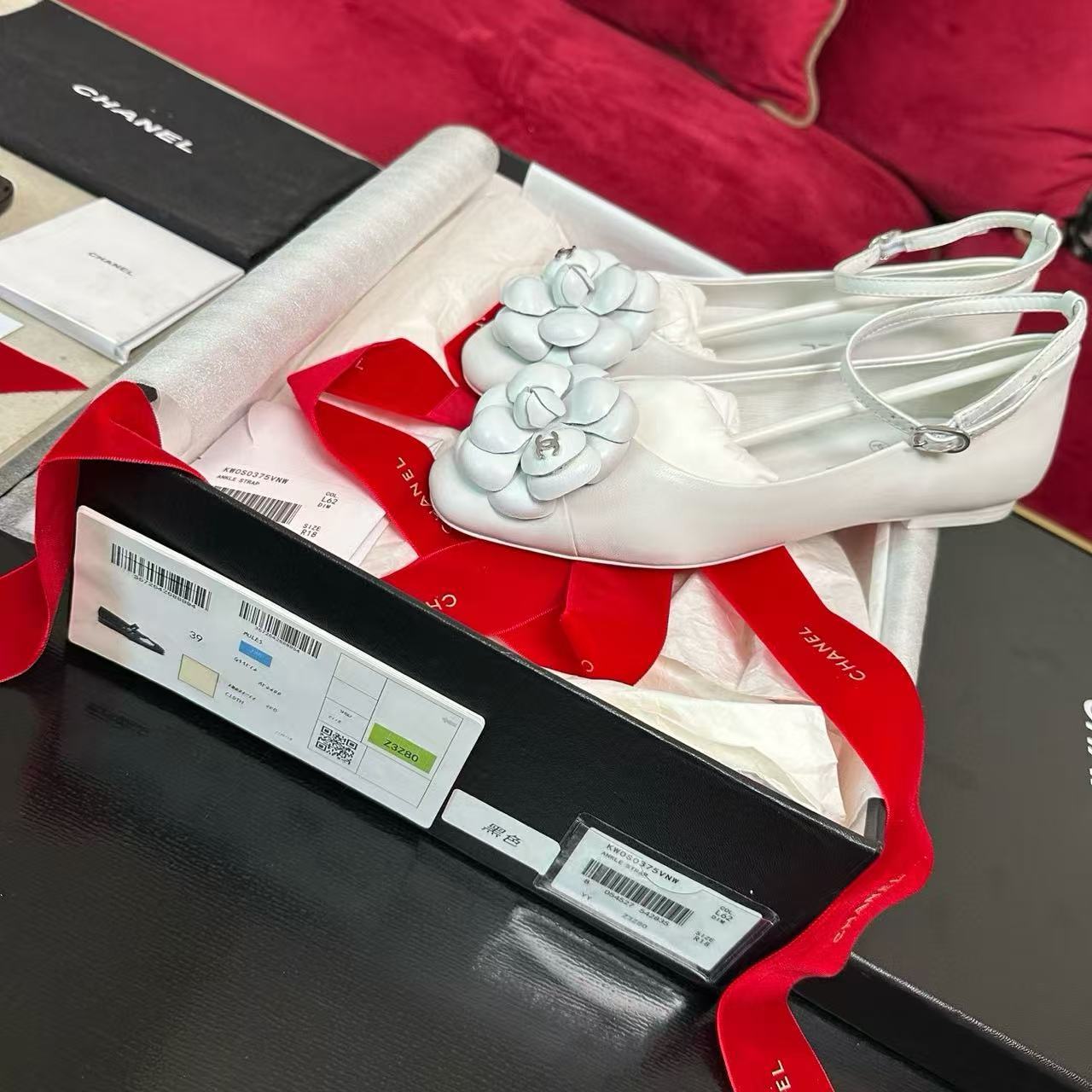 CHANE1 高品質カメリアメリージェーンフラットシューズ【50％割引+送料無料】