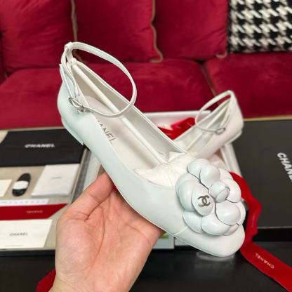 CHANE1 高品質カメリアメリージェーンフラットシューズ【50％割引+送料無料】