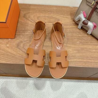 HERME5 高品質レザーフラットサンダル【50％割引+送料無料】