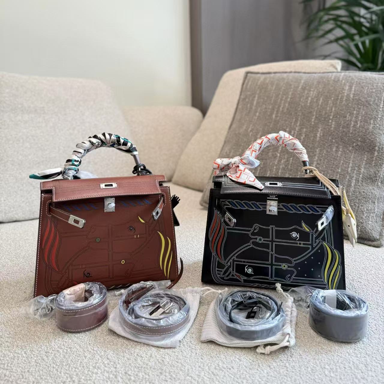 HERME5 手描き牛革ハンドバッグ【50％割引+送料無料】