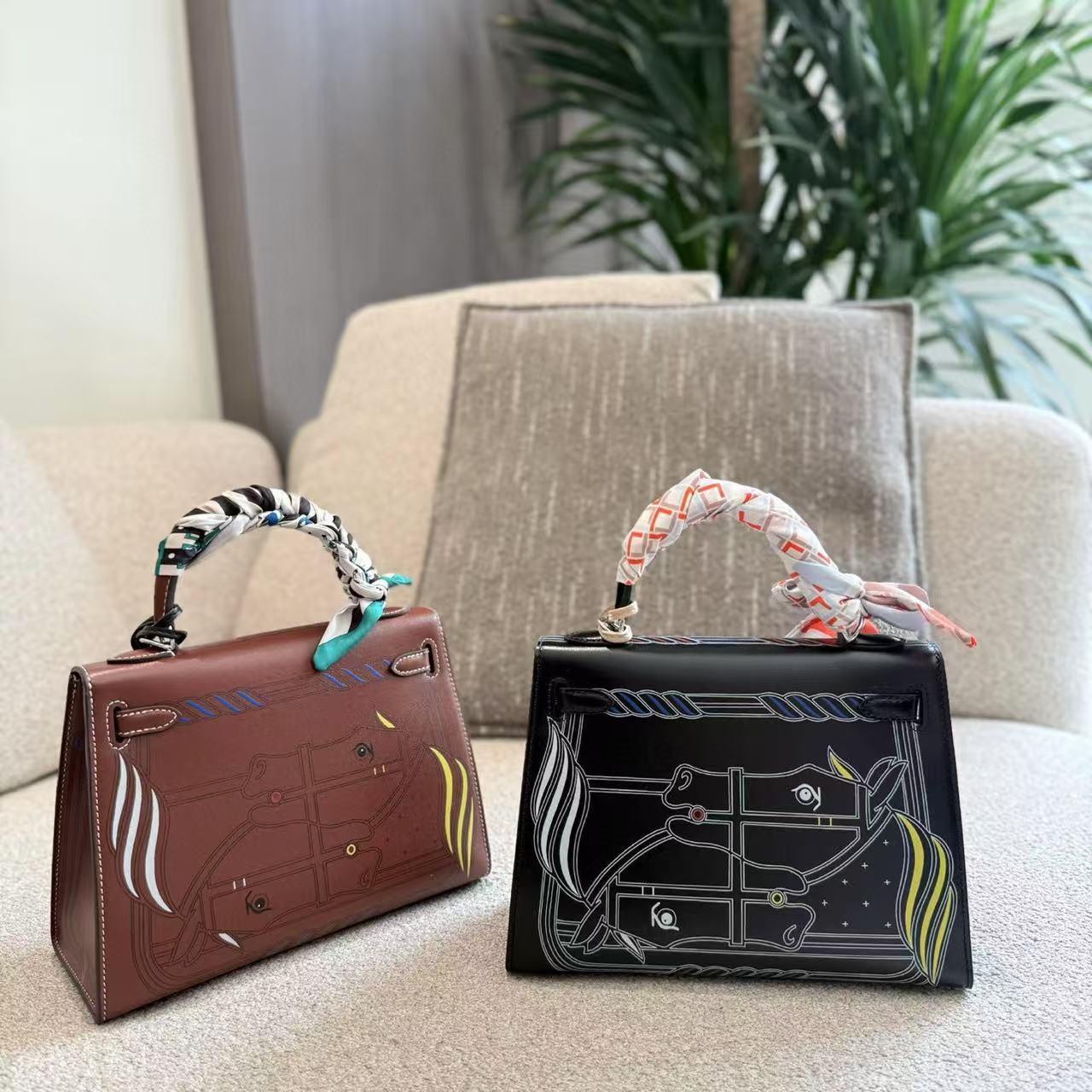 HERME5 手描き牛革ハンドバッグ【50％割引+送料無料】