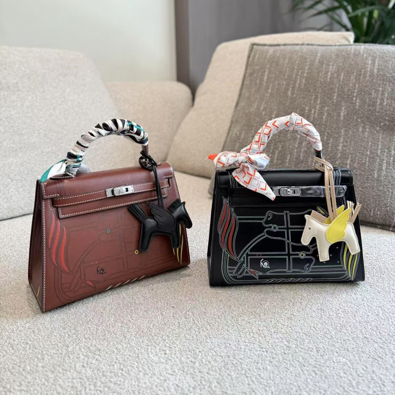 HERME5 手描き牛革ハンドバッグ【50％割引+送料無料】