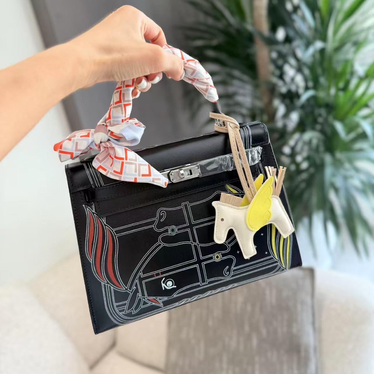 HERME5 手描き牛革ハンドバッグ【50％割引+送料無料】