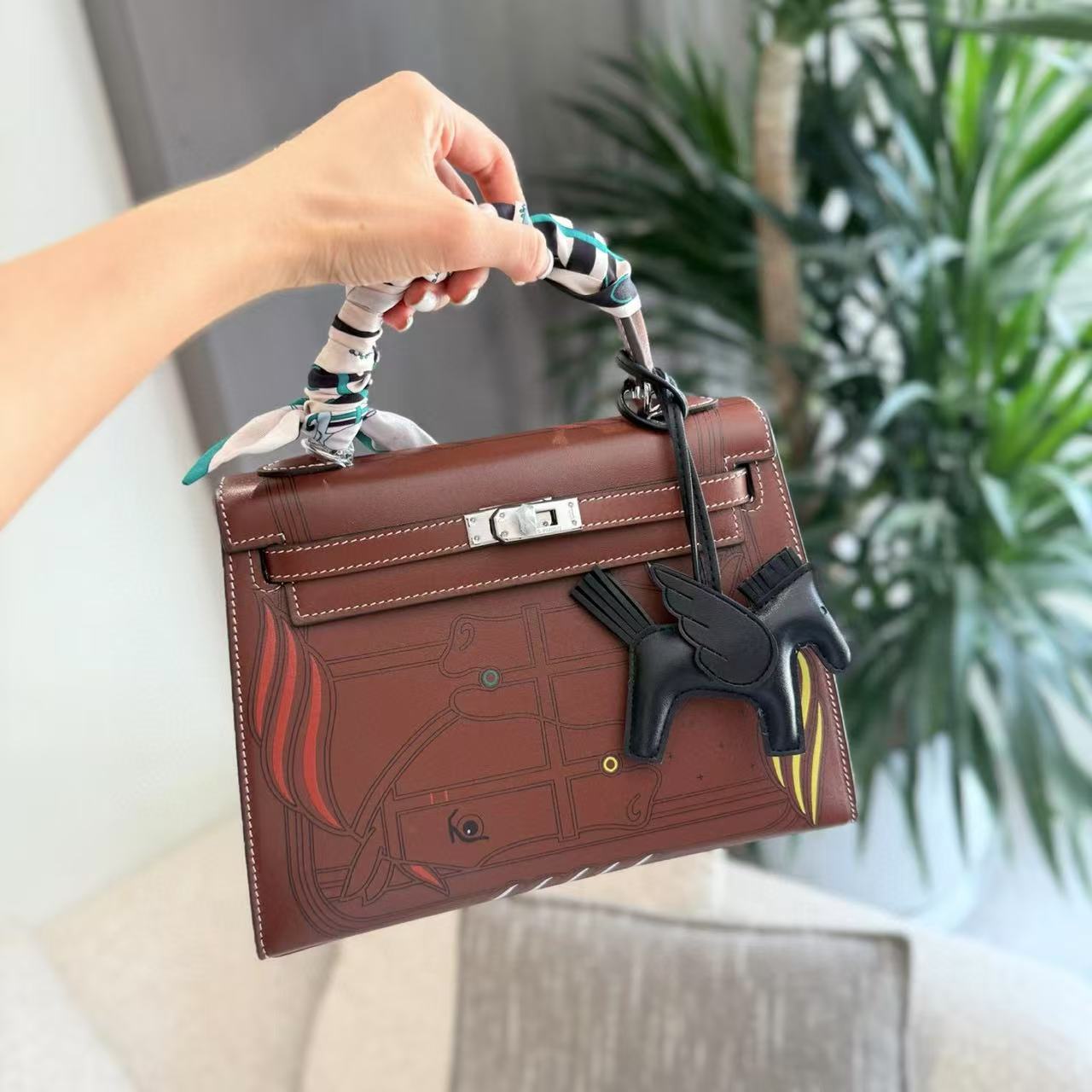 HERME5 手描き牛革ハンドバッグ【50％割引+送料無料】