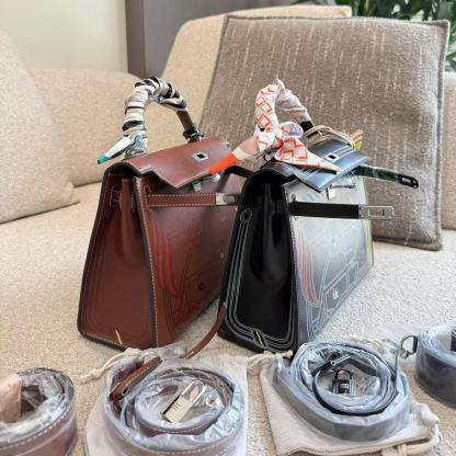 HERME5 手描き牛革ハンドバッグ【50％割引+送料無料】