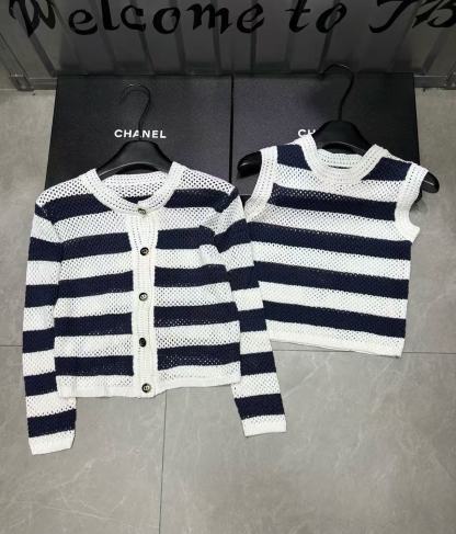 DI0R CDボタン中空カーディガン2点セット【50％割引+送料無料】