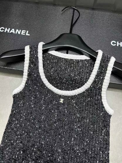 CHANE1 ホワイトドット ダブルC ウールベスト【50％割引+送料無料】