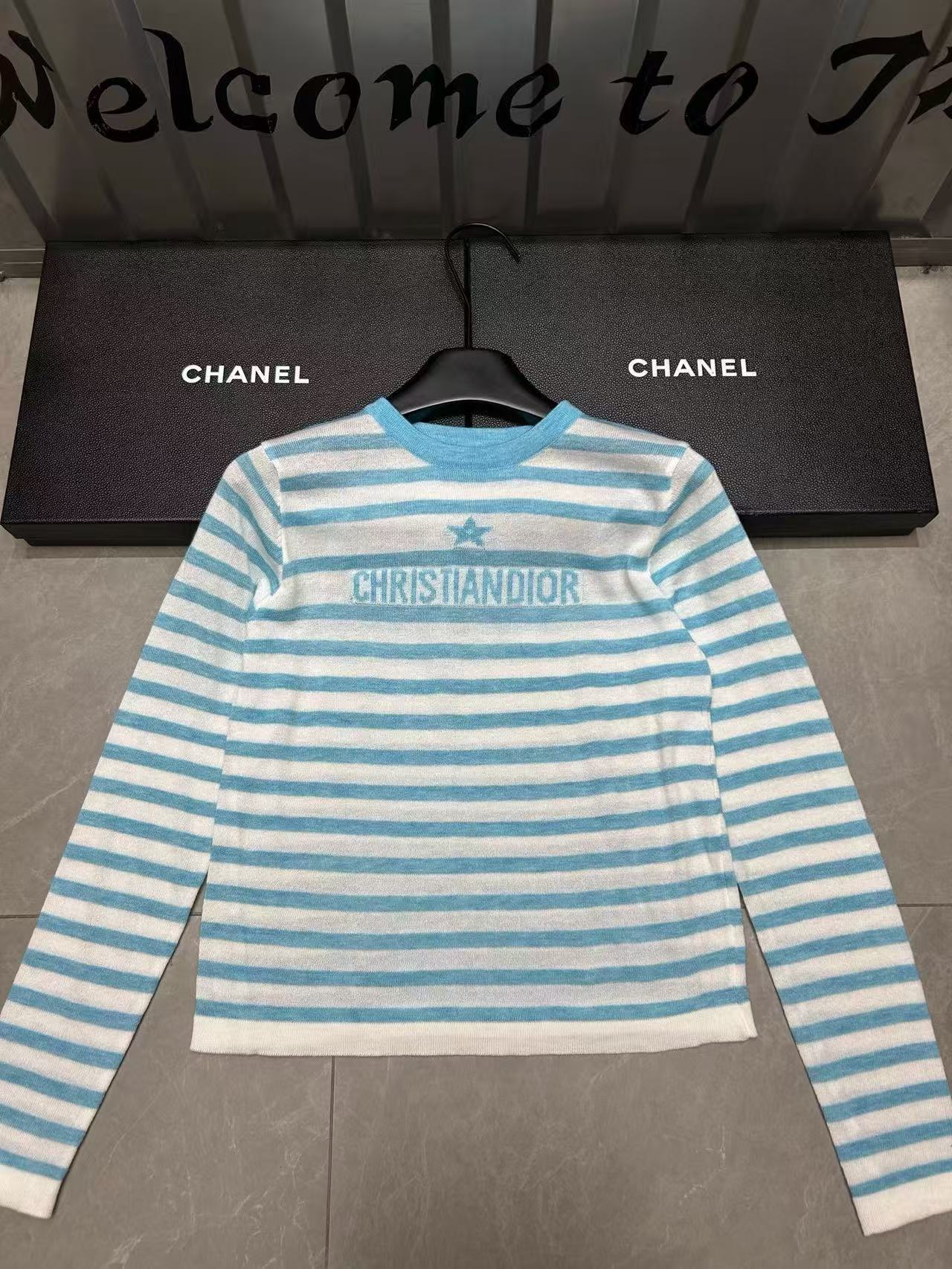 DI0R ストライプウールセーター【50％割引+送料無料】