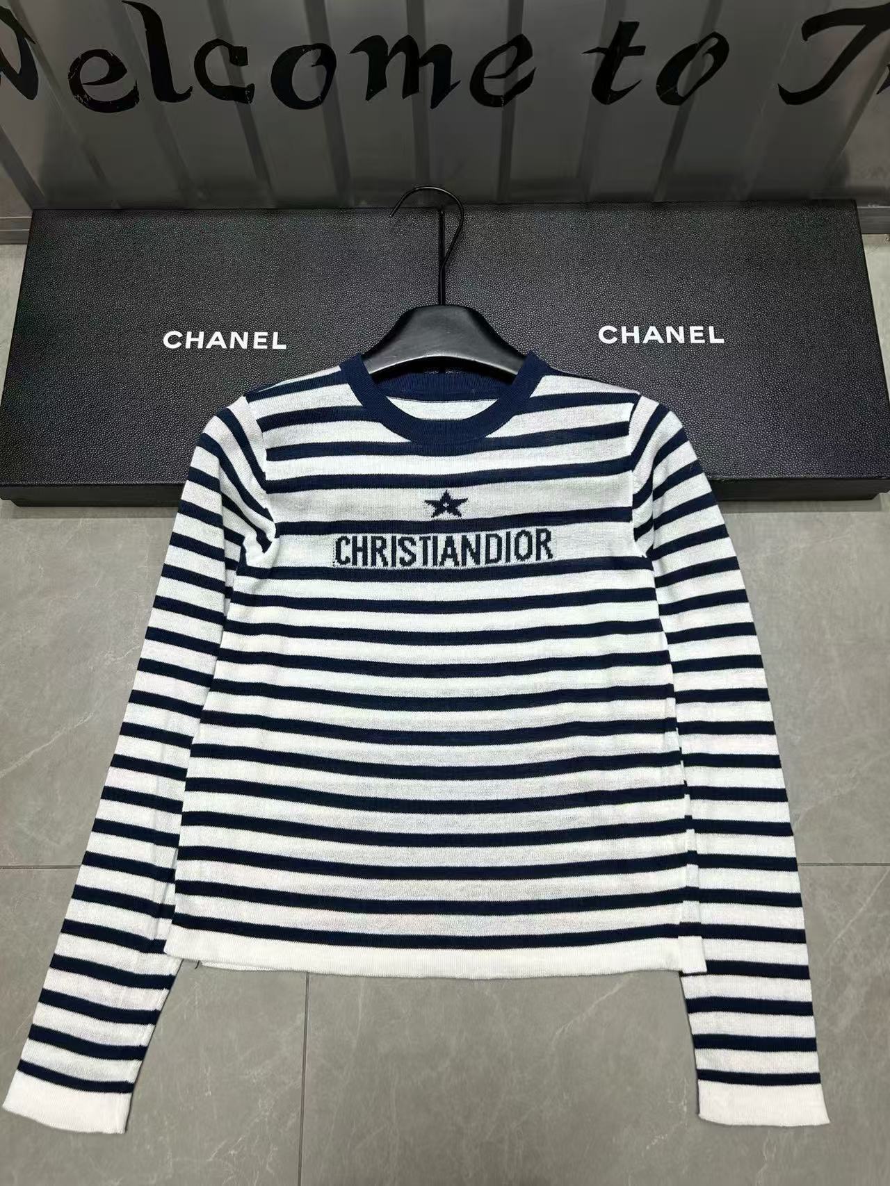 DI0R ストライプウールセーター【50％割引+送料無料】