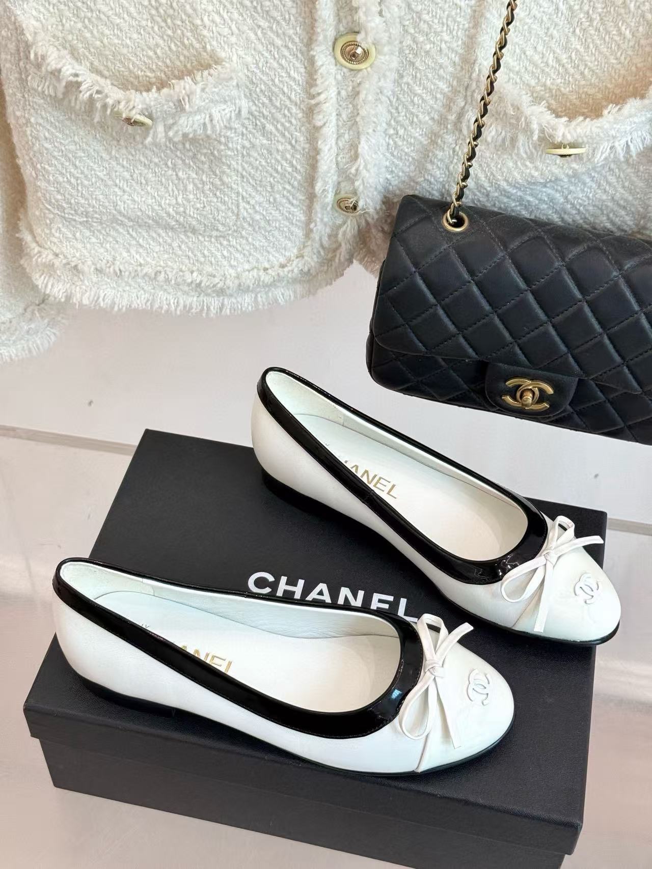 CHANE1 高品質ダブルCボウフラットシューズ【50％割引+送料無料】