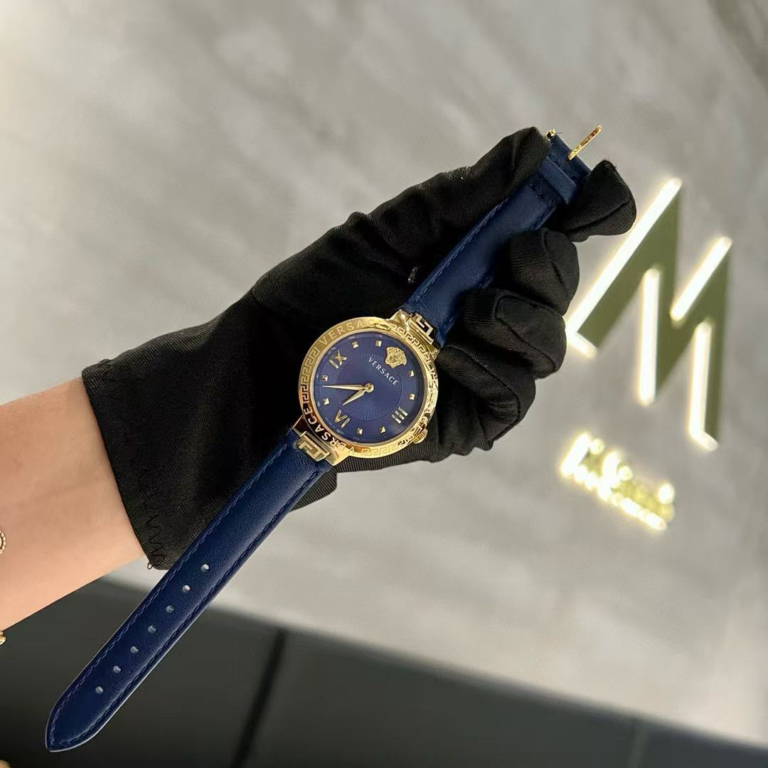 VE8SACE ゴールド縁レザーストラップ レディース腕時計【50％割引+送料無料】