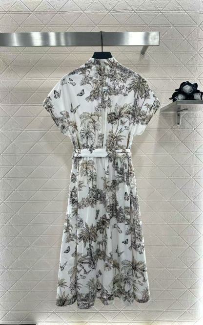 DI0R バタフライプリント 半袖ドレス【50％割引+送料無料】