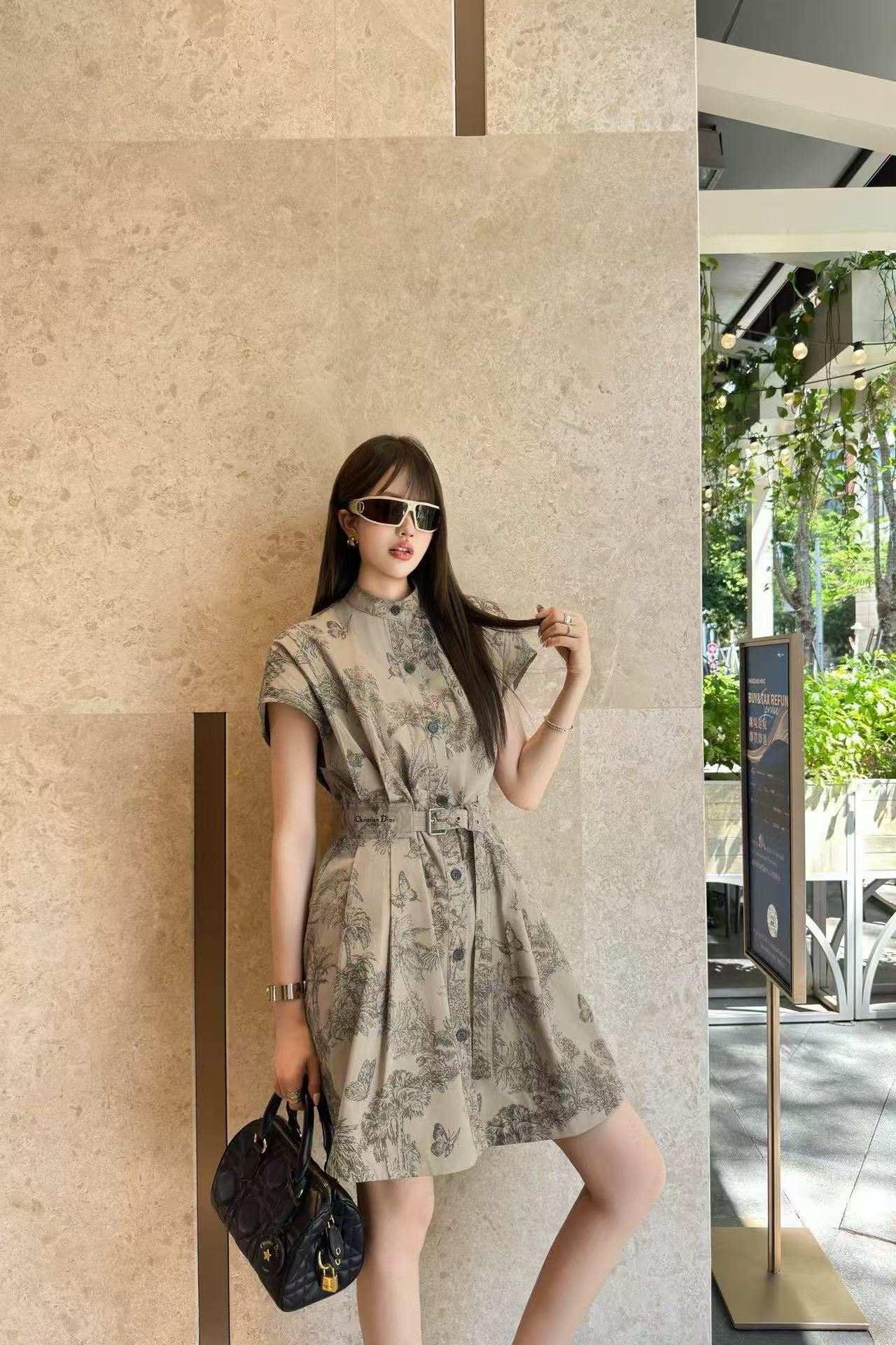 DI0R バタフライプリントドレス【50％割引+送料無料】