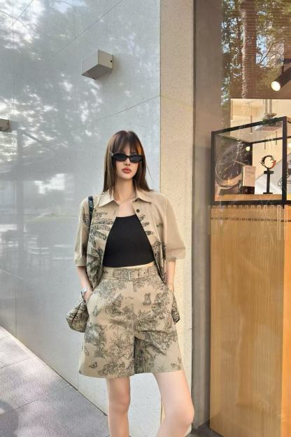 DI0R バタフライプリントシャツ+ショーツ ツーピースセット【50％割引+送料無料】