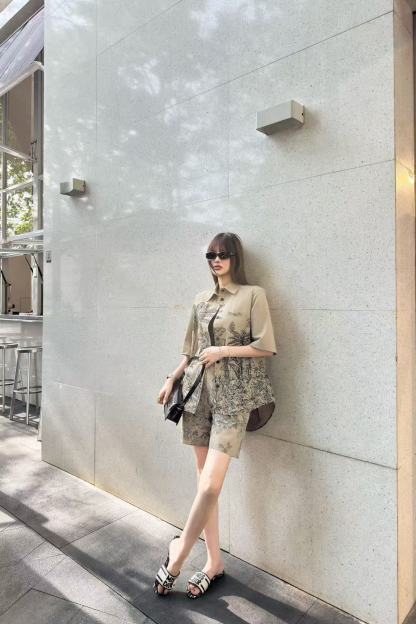 DI0R バタフライプリントシャツ+ショーツ ツーピースセット【50％割引+送料無料】