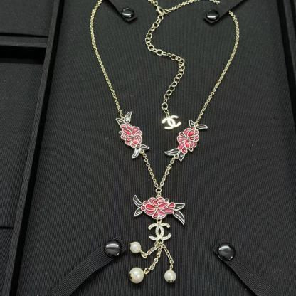 CHANE1 フラワーダブルCパールネックレス【50％割引+送料無料】