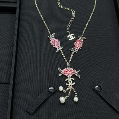 CHANE1 フラワーダブルCパールネックレス【50％割引+送料無料】