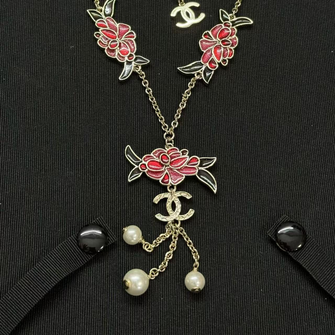 CHANE1 フラワーダブルCパールネックレス【50％割引+送料無料】