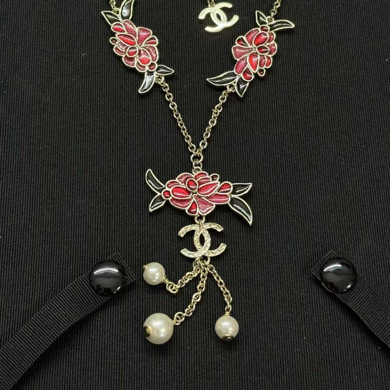 CHANE1 フラワーダブルCパールネックレス【50％割引+送料無料】