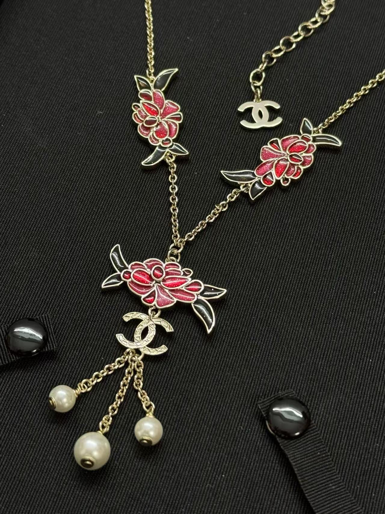 CHANE1 フラワーダブルCパールネックレス【50％割引+送料無料】