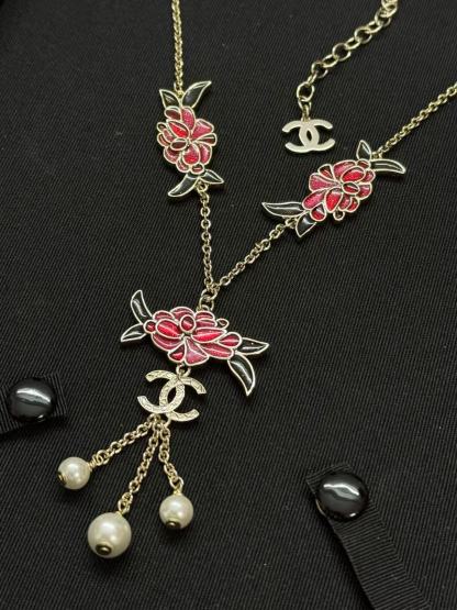 CHANE1 フラワーダブルCパールネックレス【50％割引+送料無料】