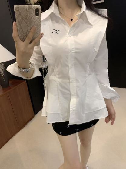 CHANE1 ダブルCラペル長袖シャツ【50％割引+送料無料】