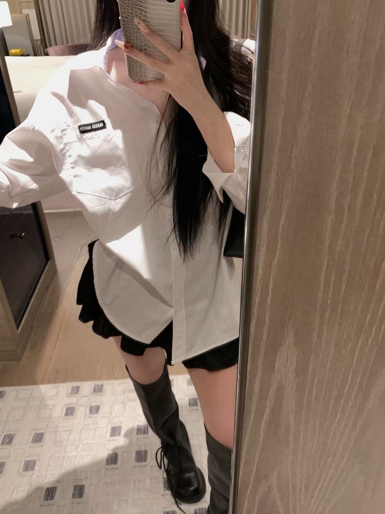 M1U1MU シンプルラペルルーズシャツ【50％割引+送料無料】