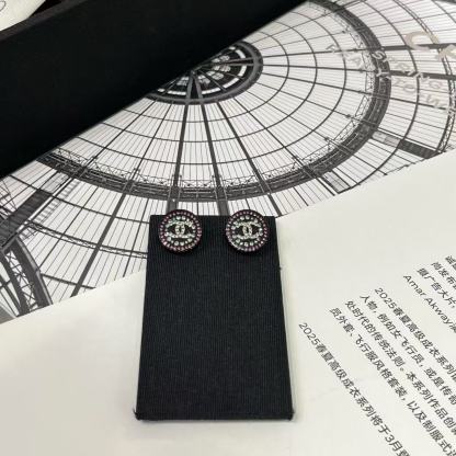 CHANE1 ラウンドダブルC フルダイヤモンドイヤリング【50％割引+送料無料】