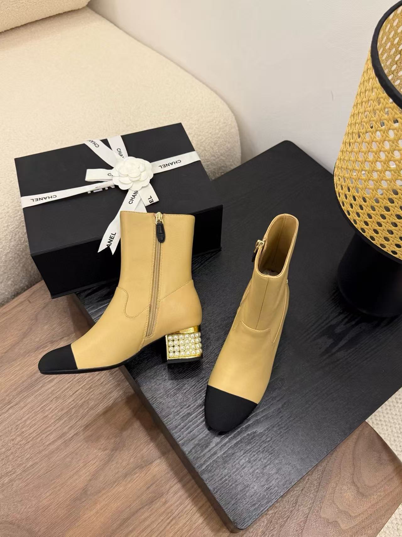 CHANE1 高品質シンプルパールアンクルブーツ【50％割引+送料無料】