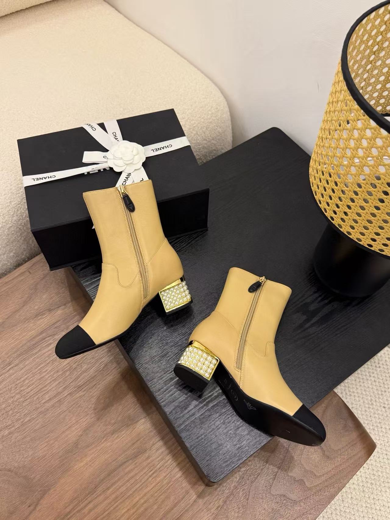 CHANE1 高品質シンプルパールアンクルブーツ【50％割引+送料無料】
