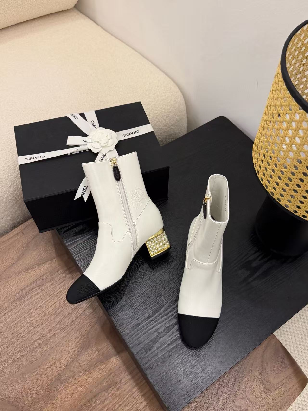CHANE1 高品質シンプルパールアンクルブーツ【50％割引+送料無料】