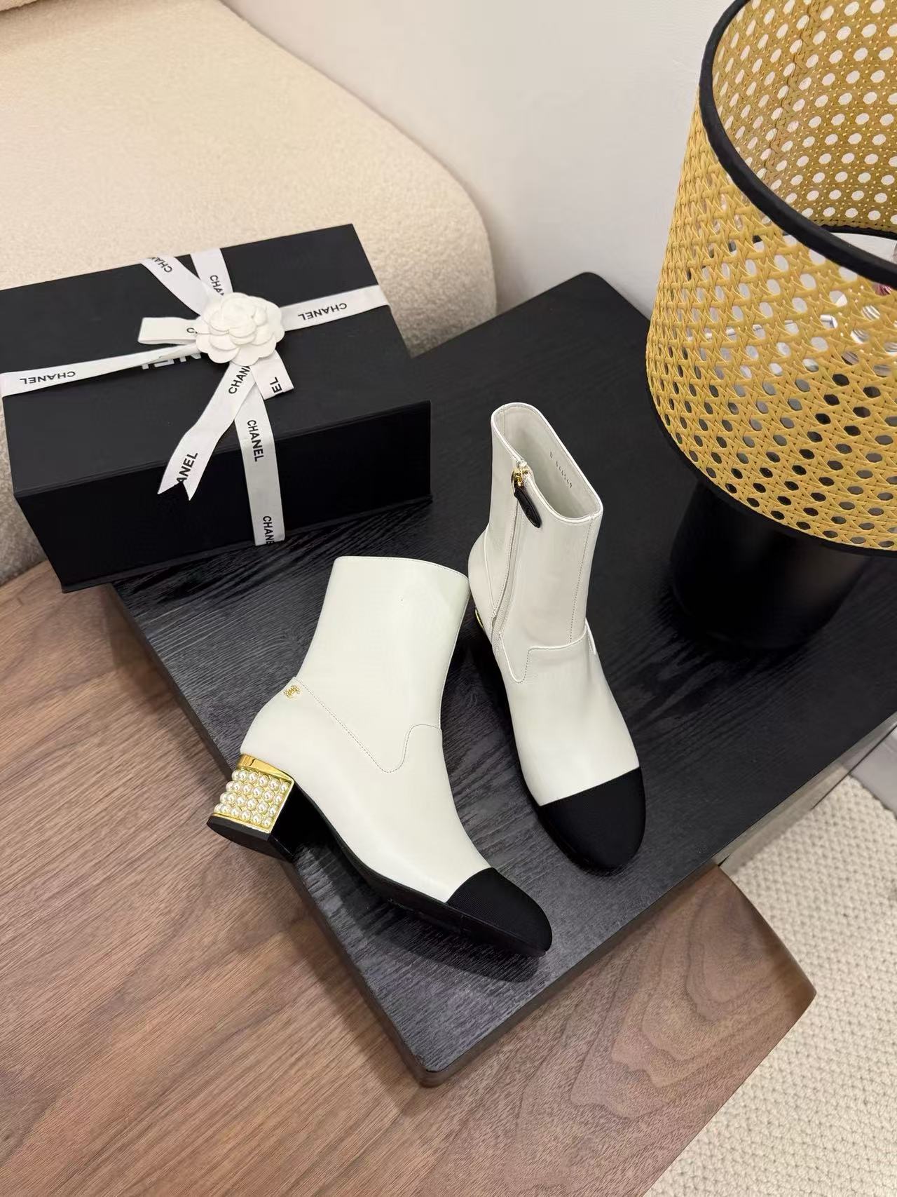 CHANE1 高品質シンプルパールアンクルブーツ【50％割引+送料無料】